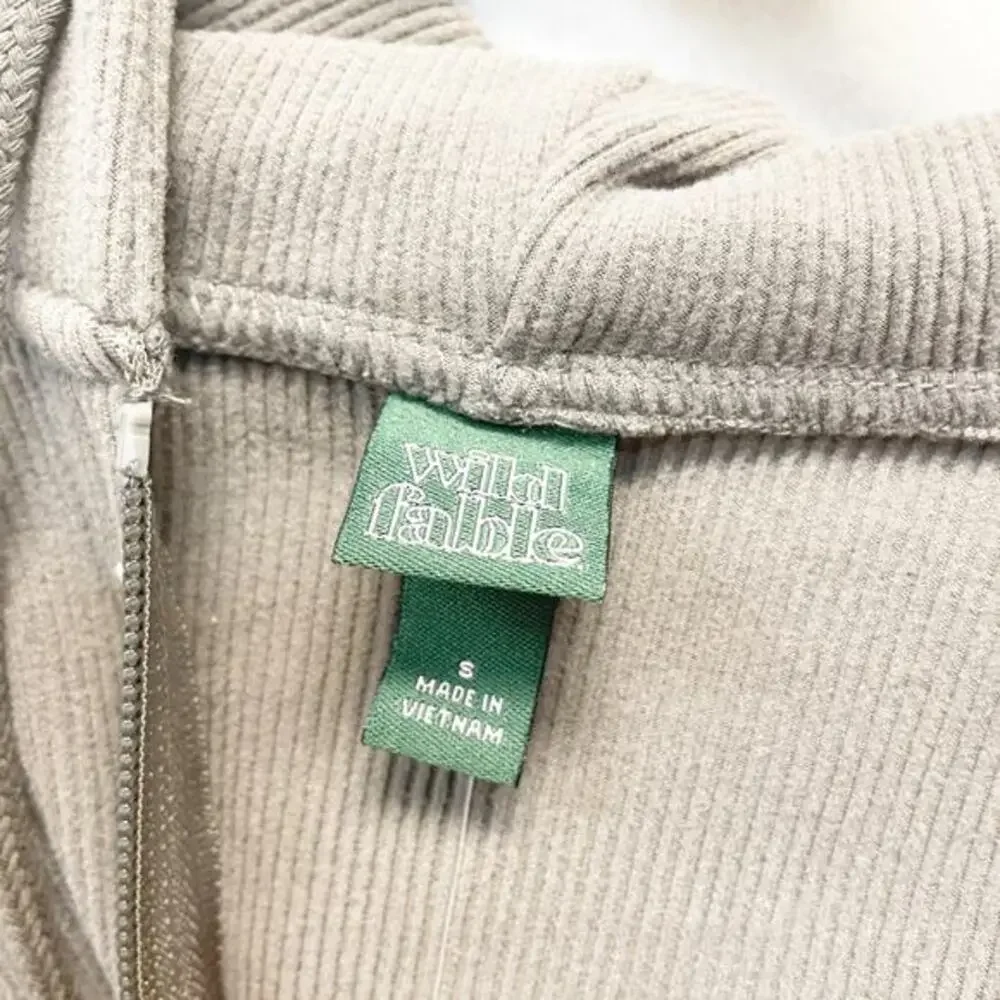 Wild Fable Women's Cropped‎ Zip Up Ribbed Hoodie Gray Size Small - Picture 4 of 6